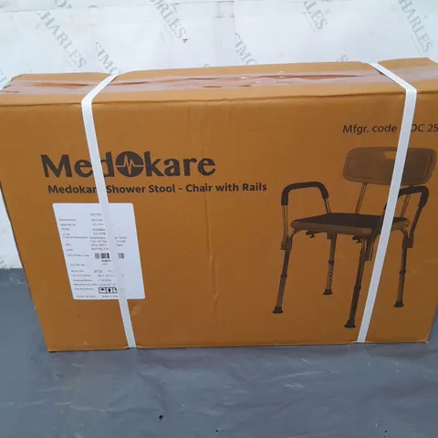 BOXED MEDOKARE SHOWER STOOL WITH RAILS 