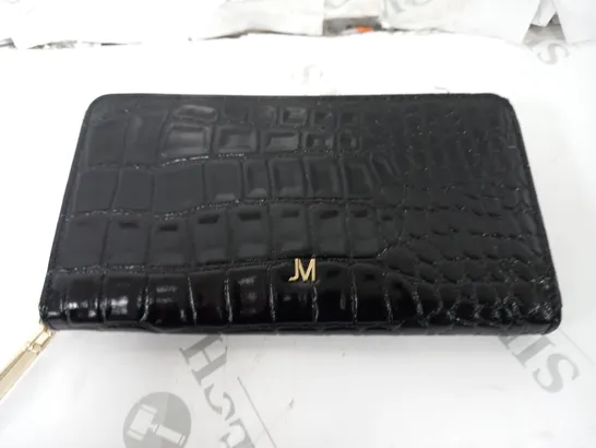 JM FASHION BY JULIEN MACDONALD ZIP AROUND LEATHER PURSE IN BLACK CROC