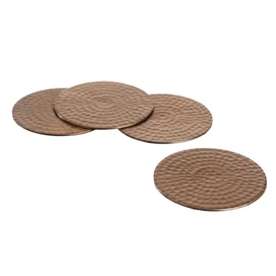 BOXED SOLID COLOUR STAINLESS STEEL ROUND COASTERS // SET OF 4 (1 ITEM)