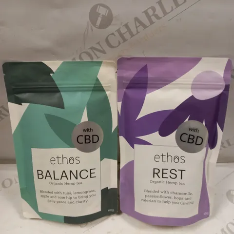 BOX OF APPROXIMATELY 15 ETHOS CBD ORGANIC HEMP TEA IN BALANCE & REST