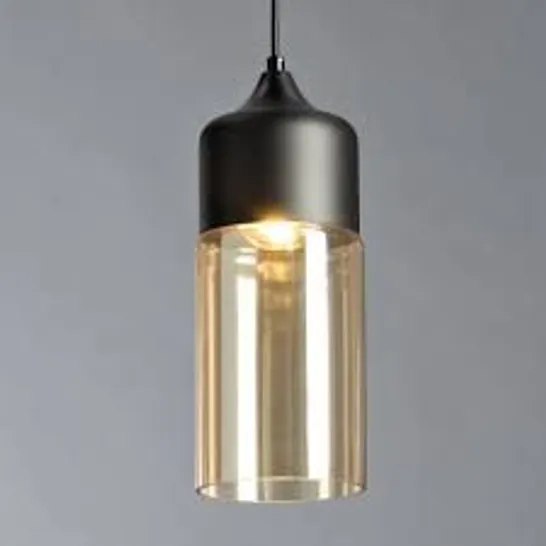 BOXED RODERICK 1-LIGHT AMBER BLACK CYLINDER PENDANT (1 BOX)