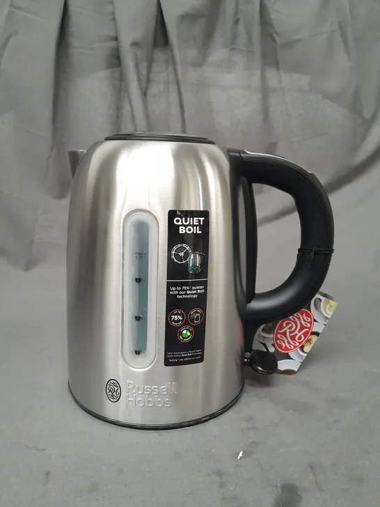 BOXED RUSSELL HOBBS QUIET BOIL STAINLESS STEEL KETTLE