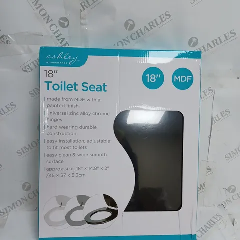BOXED ASHLEY HOUSEWARES 18 INCH TOILET SEAT IN BLACK