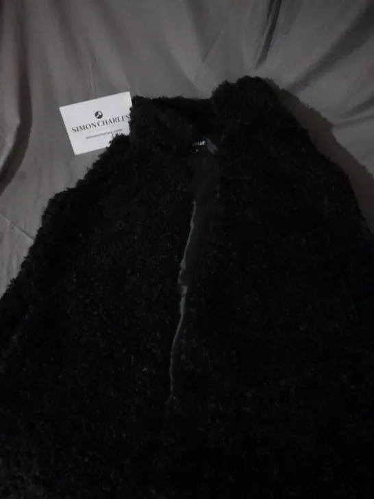 CENTIGRADE FAUX FUR SLEEVELESS COAT IN BLACK SIZE S