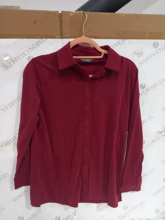 RUTH LANGSFORD SOFT COTTON SHIRT IN BURGUNDY SIZE S 