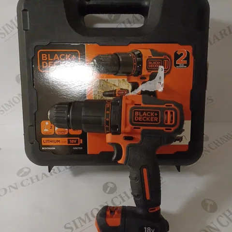 BLACK+DECKER 18 V CORDLESS 2-GEAR COMBI HAMMER DRILL POWER TOOL (BCD70051K)