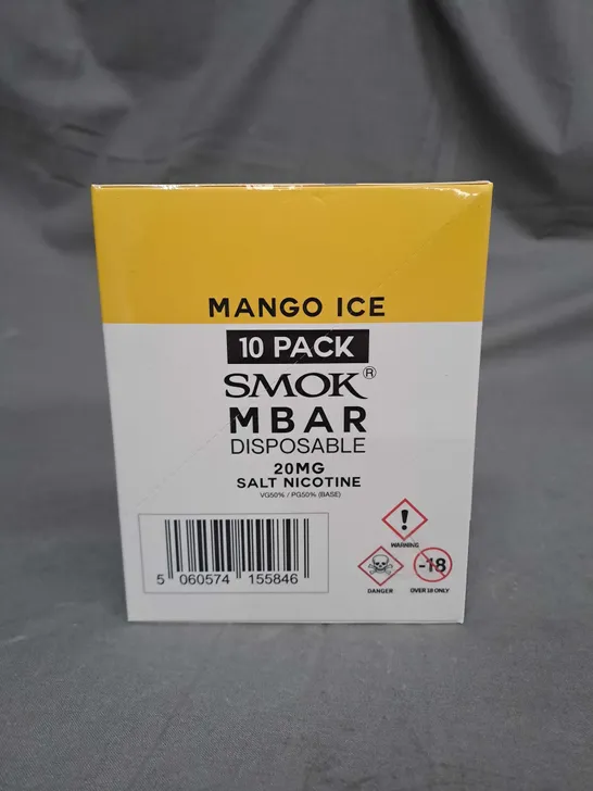 SEALED SMOK MBAR PRO DISPOSABLE DEVICE MANGO ICE 10 PACK