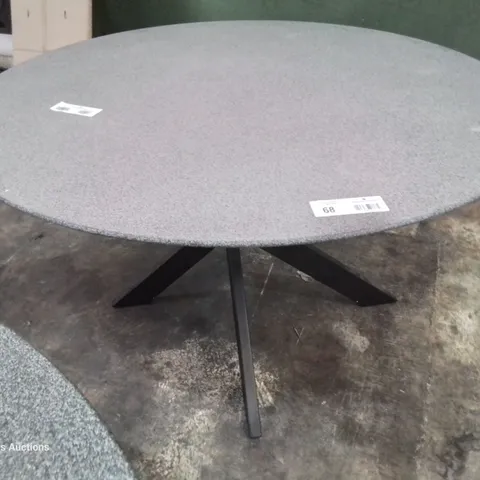 DESIGNER CIRCULAR GLASS TOP DINING TABLE ON METAL X SUPPORTS