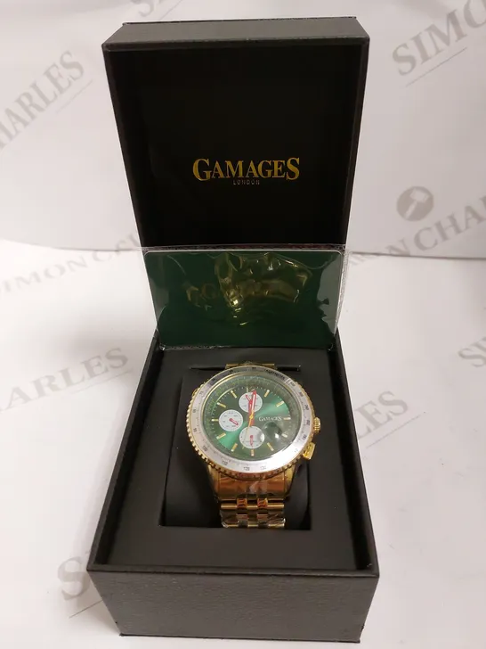 GAMAGES OF LONDON LIMITED EDITION HAND ASSEMBLED DYNAMIC SPORTS AUTOMATIC WATCH - GOLD