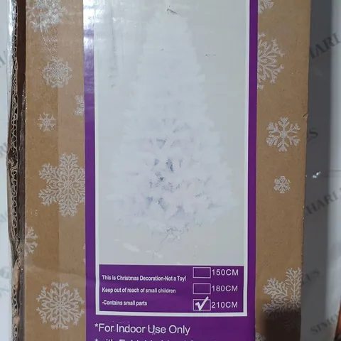 BOXED TINSELTIME PVC MIXED DECORATIVE FESTIVE TREE IN WHITE (210CM) - COLLECTION ONLY