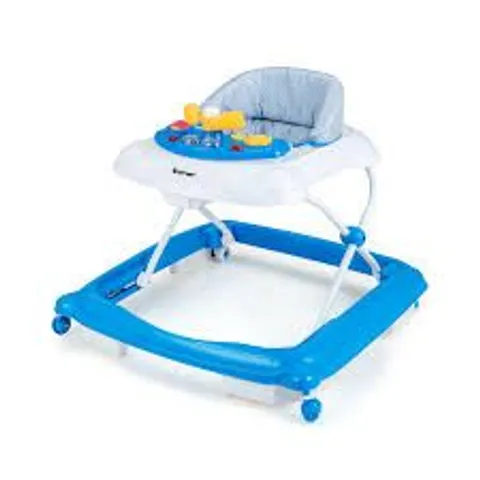 BOXED COSTWAY FOLDABLE BABY WALKER WITH 3 ADJUSTABLE HEIGHTS AND PADDED SEAT - BLUE