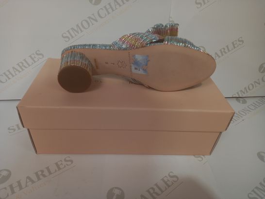 BOXED PAIR OF LOEFFLER RANDALL SANDALS IN MULTICOLOUR UK SIZE 7