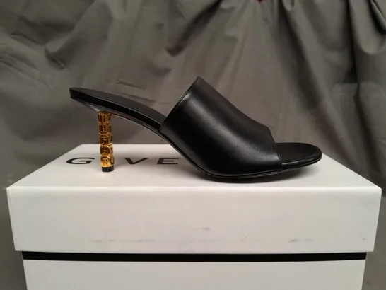 BOXED GIVENCHY G CUBE HEEL 70MM MULES IN BLACK - SIZE 40