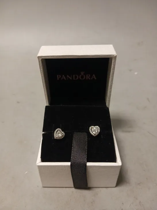 BOXED PANDORA SILVER 925 HEART EARRINGS 