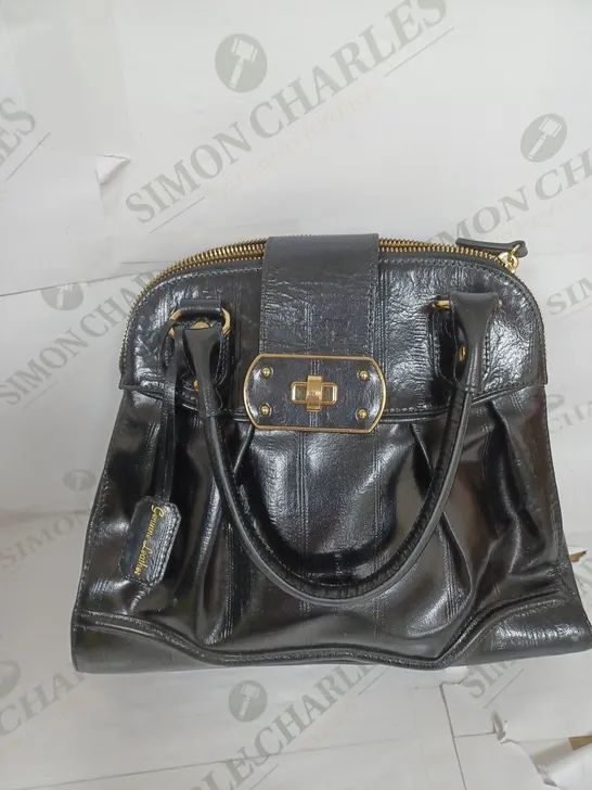 JASPER CONRAN LEATHER BAG IN BLACK/GOLD