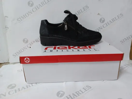 RIEKER WEDGE TRAINERS WITH SIDE ZIPS - BLACK - SIZE 6