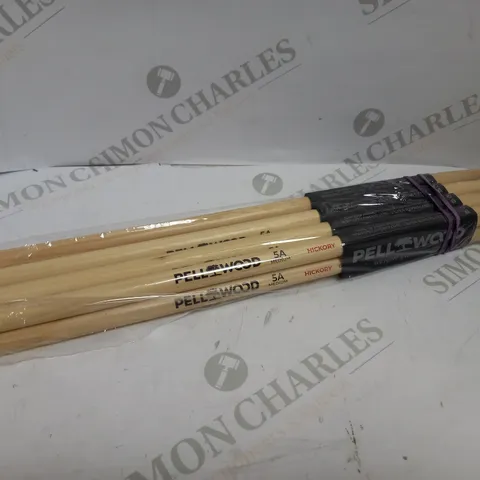 SET OF 4 PAIRS OF PELL WOOD HICKORY DRUM STICKS - 5A MEDIUM 