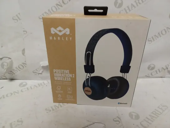 BOXED PAIR OF HOUSE OF MARLEY POSITIVE VIBRATION 2 WIRELESS HEADPHONES