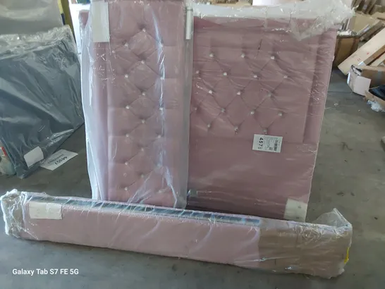 BAGGED 4'6" DOUBLE BEDFRAME, PINK VELVET