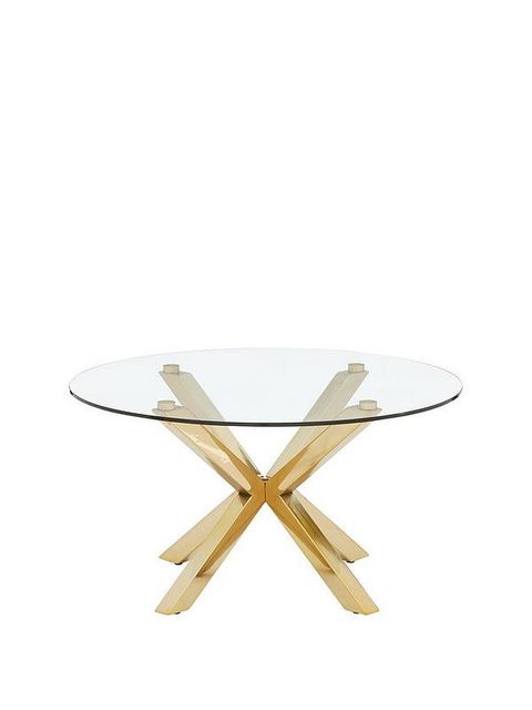 CHOPSTICK GLASS AND BRASS COFFEE TABLE
