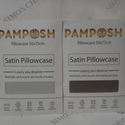 BOX OF APPROXIMATELY 15 ASSORTED HOUSEHOLD ITEMS TO INCLUDE PAMPOSH SATIN PILLOWCASE, ETC