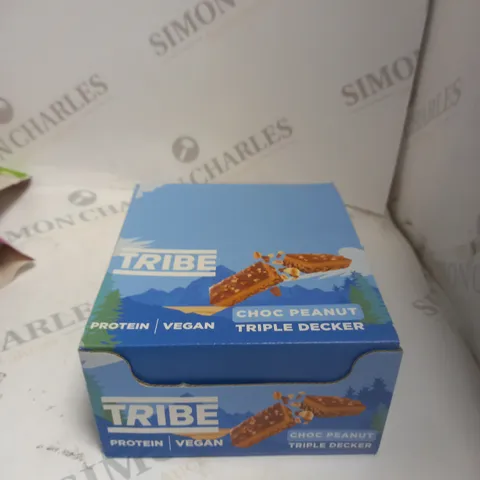 BOXED TRIBE CHOC PEANUT TRIPLE DECKER PROTEIN BARS - 12 X 40G