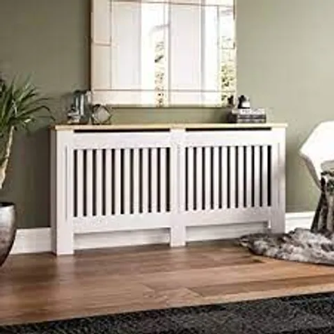 BOXED ARLINGTON LARGE RADIATOR COVER - WHITE/OAK