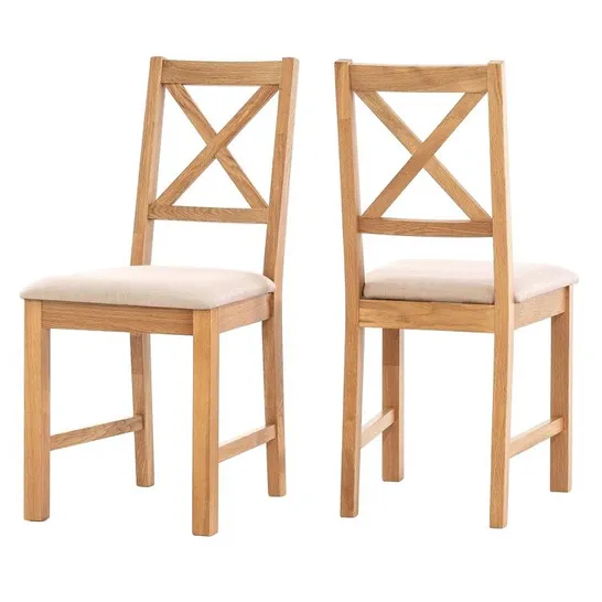 BOXED BLATHNAT LINEN CROSS BACK SIDE CHAIR, BEIGE- SET OF 2 (1 BOX)