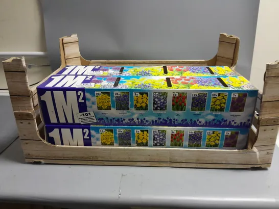CRATE OF 5 101-BULB PACKS OF FLOWERS TO INCLUDE CROCUS, MUSCARI AND IRIS