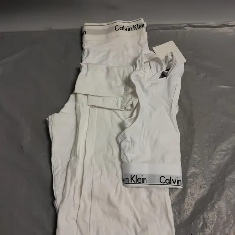 CALVIN KLEIN LADIES CROP TOP AND LEGGINGS SET WHITE M