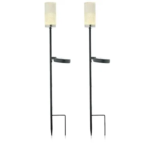 BOXED HOME2GARDEN SET OF 2 SOLAR LED CRYSTAL EFFECT STAKE LIGHTS- WHITE