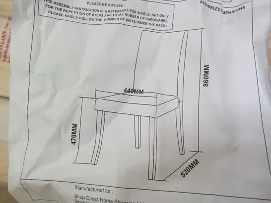 BOXED PRIMO 150CM & 6 FABRIC CHAIRS GREY OAK (4PC CHAIRS - BOX 2 OF 3 ONLY)