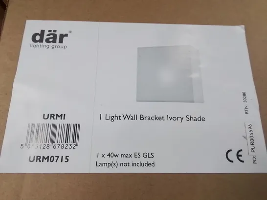 LOT OF APPROXIMATELY 16 ASSORTED LIGHTING ITEMS TO INCLUDE DAR WALL LIGHT,EASY FIT WHITE SHADES AND YIFAT PENDANTS IN DARK BLUE