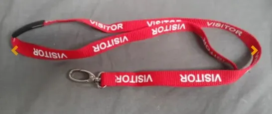 LOT OF APPROXIMATELY 900 RED VISITOR BRANDED LANYARDS