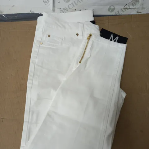 JULIEN MACDONALD DENIM JEANS WITH ZIP DETAIL AT THE ANKLE WHITE SIZE 16