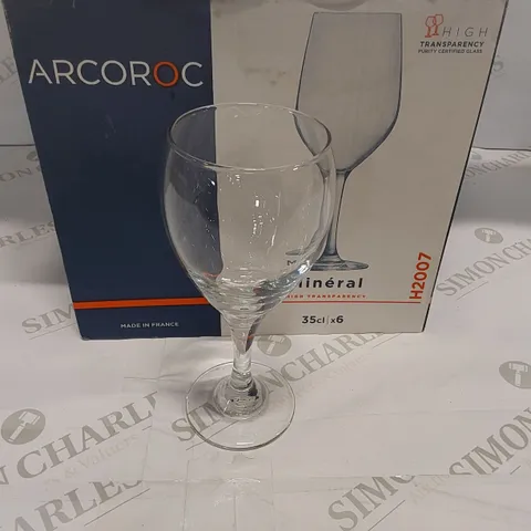 BOX OF 6x ARCOROC MINERAL 350ML WINE GLASSES