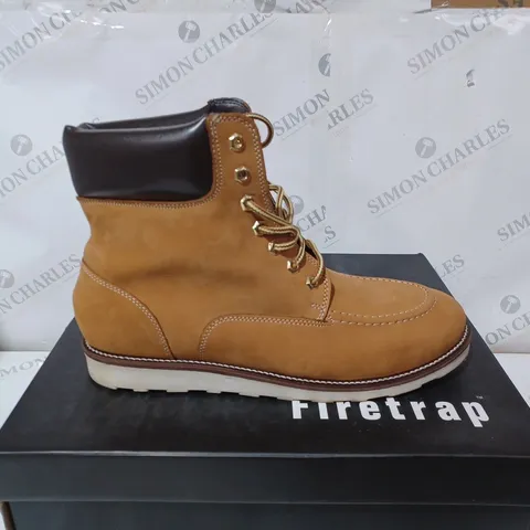 BOXED PAIR OF FIRETRAP BEDWORTH BOOTS IN TAN UK SIZE 10