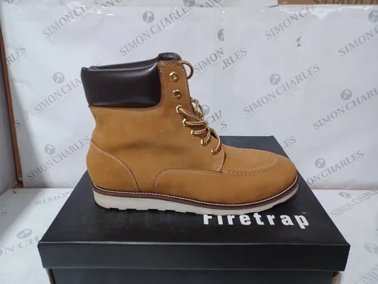 BOXED PAIR OF FIRETRAP BEDWORTH BOOTS IN TAN UK SIZE 10