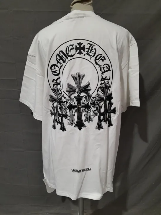 CHROME HEARTS WHITE CREW T-SHIRT - XL