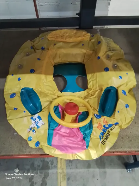 A BOX OF 8 BAGGED KIDS INFLATABLE STEP-IN SEA CARS/BOATS