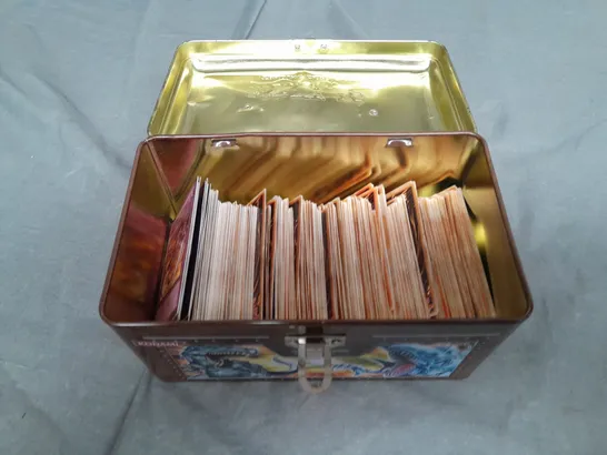 TIN OF ASSORTED YU-GI-OH COLLECTABLE TRADING CARDS