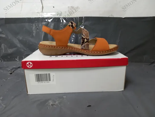 RIEKER ANTI-STRESS SANDALS ORANGE SNAKE PRINT DESIGN SIZE 6.5