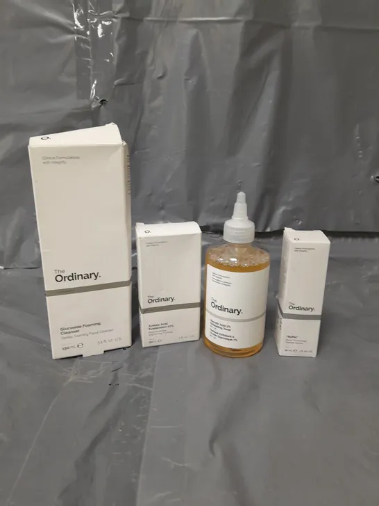 LOT OF 4 THE ORDINARY SKIN CARE PRODUCTS TO INCLUDE CLEANSING FOAM, SERUM AND TONER