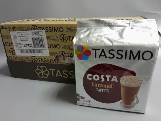 5-PACK DISPLAY UNIT OF TASSIMO COSTA CARAMEL LATTE COFFEE