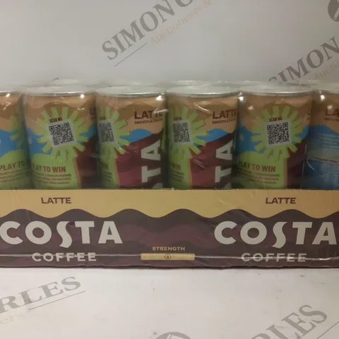 BOX OF APPROX 12 X 250ML COSTA COFFEE LATTE
