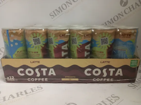 BOX OF APPROX 12 X 250ML COSTA COFFEE LATTE