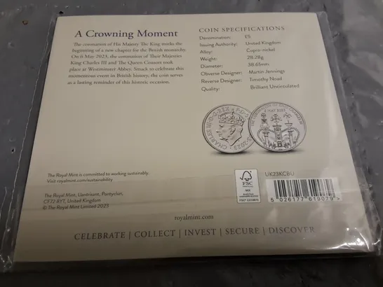 ROYAL MINT THE CORONATION OF KING CHARLES THIRD 2023 UK £5 BRILLIANT UNCIRCULATED COIN