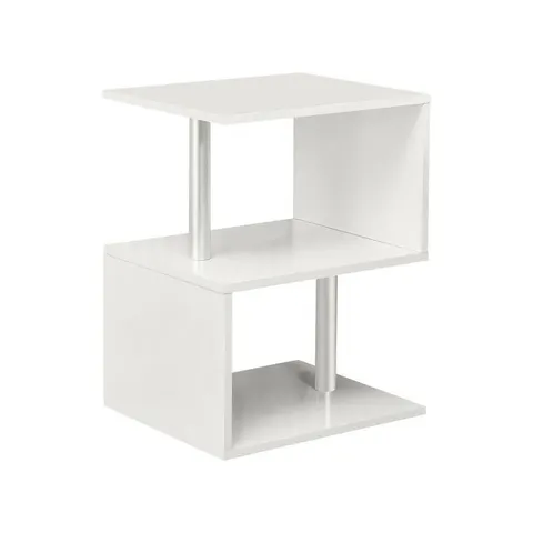BOXED WHITE HIGH GLOSS BEDSIDE TABLE FOR BEDROOM WITH RGB LED LIGHTS 2 TIER SHELF NIGHTSTAND SOFA SIDE TABLES FOR LIVING ROOM END
