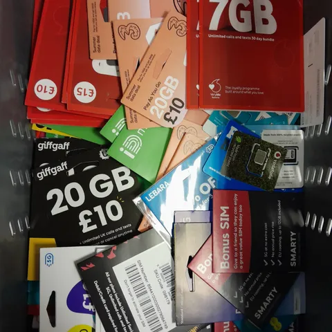 LARGE QUANTITY OF ASSORTED SIM CARDS FROM VARIOUS NETWORKS 