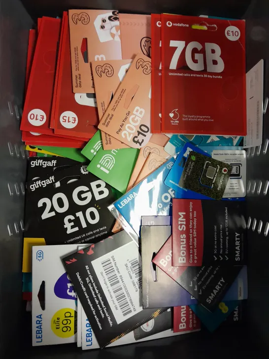 LARGE QUANTITY OF ASSORTED SIM CARDS FROM VARIOUS NETWORKS 